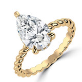 Pear Lab Created Diamond Braided Hidden Halo Open Bridge Solitaire with Accents Engagement Ring in Yellow Gold (MVSLG1368-Y)