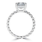 Radiant Lab Created Diamond Braided Hidden Halo Open Bridge Solitaire with Accents Engagement Ring in White Gold (MVSLG1369-W)
