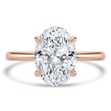 Oval Lab Created Diamond Hidden Halo Open Bridge Solitaire with Accents Engagement Ring in Rose Gold (MVSLG1371-R)