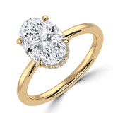 Oval Lab Created Diamond Hidden Halo Open Bridge Solitaire with Accents Engagement Ring in Yellow Gold (MVSLG1371-Y)