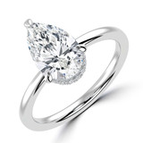 Pear Lab Created Diamond Hidden Halo Open Bridge Solitaire with Accents Engagement Ring in White Gold (MVSLG1372-W)