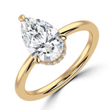 Pear Lab Created Diamond Hidden Halo Open Bridge Solitaire with Accents Engagement Ring in Yellow Gold (MVSLG1372-Y)