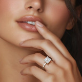 Princess Lab Created Diamond Hidden Halo Open Bridge Solitaire with Accents Engagement Ring in White Gold (MVSLG1373-W)