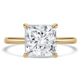 Princess Lab Created Diamond Hidden Halo Open Bridge Solitaire with Accents Engagement Ring in Yellow Gold (MVSLG1373-Y)
