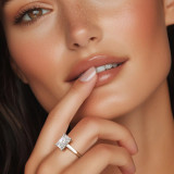 Radiant Lab Created Diamond Cathedral Open Bridge Solitaire Engagement Ring in White Gold (MVSLG1376-W)