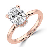 Cushion Lab Created Diamond Hidden Halo Solitaire with Accents Engagement Ring in Rose Gold (MVSLG1381-R)