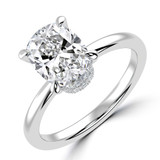 Cushion Lab Created Diamond Hidden Halo Solitaire with Accents Engagement Ring in White Gold (MVSLG1381-W)