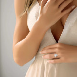 Oval Lab Created Diamond Hidden Halo Solitaire with Accents Engagement Ring in Rose Gold (MVSLG1383-R)