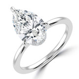 Pear Lab Created Diamond Hidden Halo Solitaire with Accents Engagement Ring in White Gold (MVSLG1385-W)