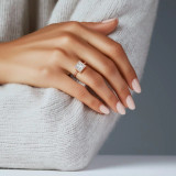 Princess Lab Created Diamond Bezel Set Cathedral Open Bridge Solitaire Engagement Ring in Rose Gold (MVSLG1387-R)