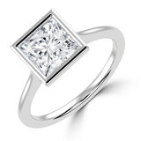 Princess Lab Created Diamond Bezel Set Cathedral Open Bridge Solitaire Engagement Ring in White Gold (MVSLG1387-W)
