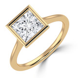 Princess Lab Created Diamond Bezel Set Cathedral Open Bridge Solitaire Engagement Ring in Yellow Gold (MVSLG1387-Y)