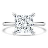 Princess Lab Created Diamond Hidden Halo Solitaire with Accents Engagement Ring in White Gold (MVSLG1389-W)