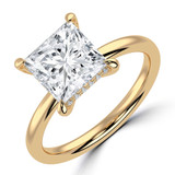 Princess Lab Created Diamond Hidden Halo Solitaire with Accents Engagement Ring in Yellow Gold (MVSLG1389-Y)