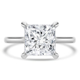 Princess Lab Created Diamond Hidden Halo Cathedral Solitaire with Accents Engagement Ring in White Gold (MVSLG1390-W)