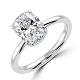 Cushion Lab Created Diamond Hidden Halo Open Bridge Solitaire with Accents Engagement Ring in White Gold (MVSLG1392-W)