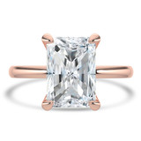 Radiant Lab Created Diamond Hidden Halo Open Bridge Solitaire with Accents Engagement Ring in Rose Gold (MVSLG1394-R)