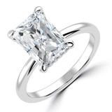 Radiant Lab Created Diamond Hidden Halo Open Bridge Solitaire with Accents Engagement Ring in White Gold (MVSLG1394-W)