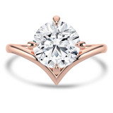 Round Lab Created Diamond Chevron Compass Prongs Solitaire Engagement Ring in Rose Gold (MVSLG1395-R)