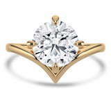 Round Lab Created Diamond Chevron Compass Prongs Solitaire Engagement Ring in Yellow Gold (MVSLG1395-Y)