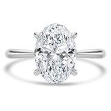 Oval Lab Created Diamond Tapered Solitaire Engagement Ring in White Gold (MVSLG1396-W)
