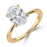 Oval Lab Created Diamond Tapered Solitaire Engagement Ring in Yellow Gold (MVSLG1396-Y)