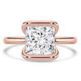 Princess Lab Created Diamond Tension Set Solitaire Engagement Ring in Rose Gold (MVSLG1401-R)