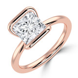 Princess Lab Created Diamond Tension Set Solitaire Engagement Ring in Rose Gold (MVSLG1401-R)