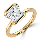 Princess Lab Created Diamond Tension Set Solitaire Engagement Ring in Yellow Gold (MVSLG1401-Y)