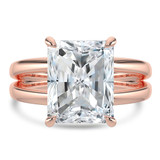 Radiant Lab Created Diamond Split Shank Open Bridge Hidden Halo Solitaire with Accents Engagement Ring in Rose Gold (MVSLG1405-R)