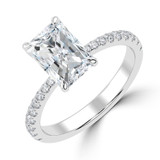 Radiant Lab Created Diamond Tapered Solitaire with Accents Engagement Ring in White Gold (MVSLG1406-W)