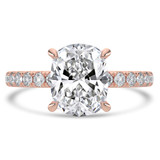Cushion Lab Created Diamond Hidden Halo Open Bridge Solitaire with Accents Engagement Ring in Rose Gold (MVSLG1408-R)