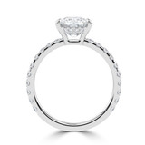 Cushion Lab Created Diamond Hidden Halo Open Bridge Solitaire with Accents Engagement Ring in White Gold (MVSLG1408-W)