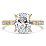Cushion Lab Created Diamond Hidden Halo Open Bridge Solitaire with Accents Engagement Ring in Yellow Gold (MVSLG1408-Y)