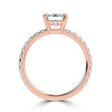 Emerald Lab Created Diamond Hidden Halo Open Bridge Solitaire with Accents Engagement Ring in Rose Gold (MVSLG1409-R)