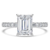 Emerald Lab Created Diamond Hidden Halo Open Bridge Solitaire with Accents Engagement Ring in White Gold (MVSLG1409-W)