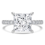 Princess Lab Created Diamond Hidden Halo Open Bridge Solitaire with Accents Engagement Ring in White Gold (MVSLG1412-W)