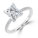 Radiant Lab Created Diamond Solitaire with Accents Engagement Ring in White Gold (MVSLG1415-W)