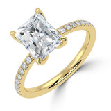 Radiant Lab Created Diamond Solitaire with Accents Engagement Ring in Yellow Gold (MVSLG1415-Y)
