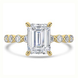 Emerald Lab Created Diamond Hidden Halo Solitaire with Accents Engagement Ring in Yellow Gold (MVSLG1417-Y)