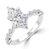 Marquise Lab Created Diamond Hidden Halo Solitaire with Accents Engagement Ring in White Gold (MVSLG1418-W)
