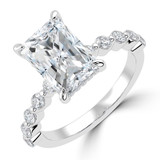 Radiant Lab Created Diamond Hidden Halo Solitaire with Accents Engagement Ring in White Gold (MVSLG1422-W)
