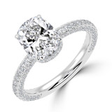 Cushion Lab Created Diamond Hidden Halo Solitaire with Accents Engagement Ring in White Gold (MVSLG1423-W)