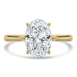 Oval Lab Created Diamond Cathedral Tapered Solitaire Engagement Ring in Yellow Gold (MVSLG1424-Y)