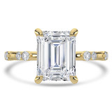 Emerald Lab Created Diamond Solitaire with Accents Engagement Ring in Yellow Gold (MVSLG1428-Y)