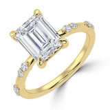 Emerald Lab Created Diamond Solitaire with Accents Engagement Ring in Yellow Gold (MVSLG1428-Y)
