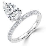 Pear Lab Created Diamond Offset Center Stone Solitaire with Accents Engagement Ring in White Gold (MVSLG1432-W)