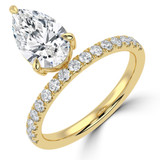 Pear Lab Created Diamond Offset Center Stone Solitaire with Accents Engagement Ring in Yellow Gold (MVSLG1432-Y)