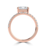 Princess Lab Created Diamond Offset Center Stone Solitaire with Accents Engagement Ring in Rose Gold (MVSLG1433-R)