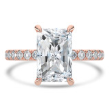 Radiant Lab Created Diamond Hidden Halo Open Bridge Solitaire with Accents Engagement Ring in Rose Gold (MVSLG1436-R)